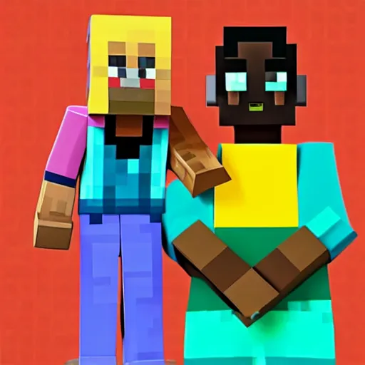 Image similar to tuca y bertie, as reinterpretations made by minecraft