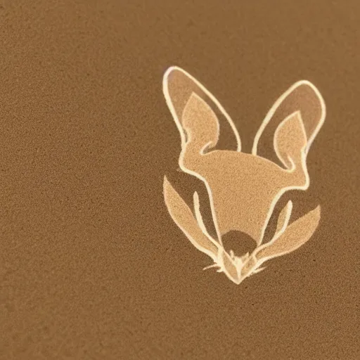 Image similar to logo of a jerboa in a minimalist style, sand color, beige and brown