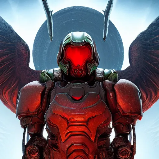 Image similar to archangel from doom eternal, 4k digital art, Doom, hyper realistic, HD