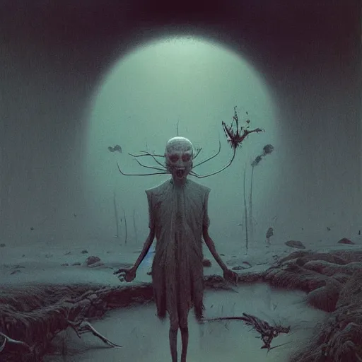 Image similar to end of the world, grunge, horror, loony toons style, illustrated by zdzisław Beksiński and greg rutkowski.