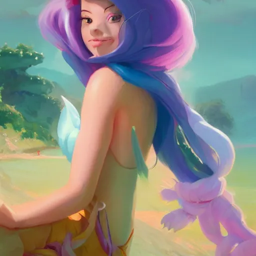 Image similar to painted portrait of princess ariel, fantastically pastel colors, octane render, matte painting concept art, official fanart behance hd artstation by jesper elsing, by rhads and makoto shinkai and lois van baarle and ilya kuvshinov and rossdraws