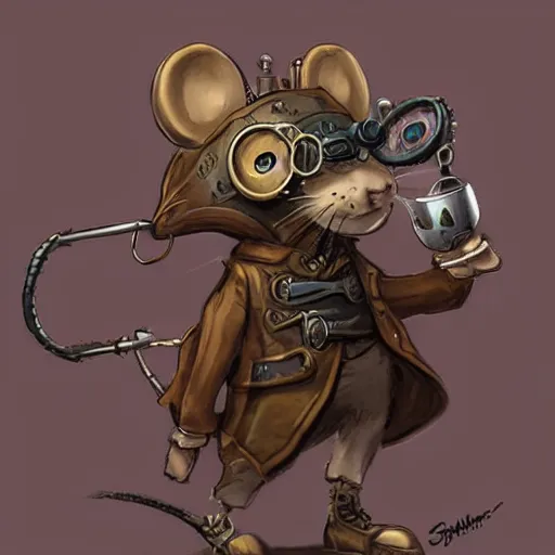 Image similar to a rat with steampunk googles, by League of Legends concept artists