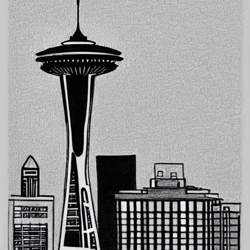 Prompt: a drawing of the space needle in seattle