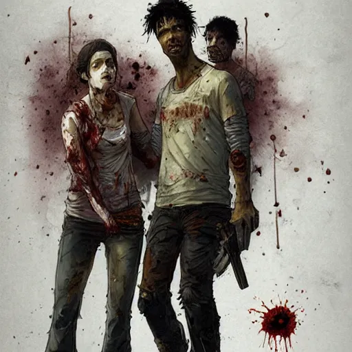 Image similar to clementine from the waking dead the last season been eaten by a couple of zombie by greg rutkowski