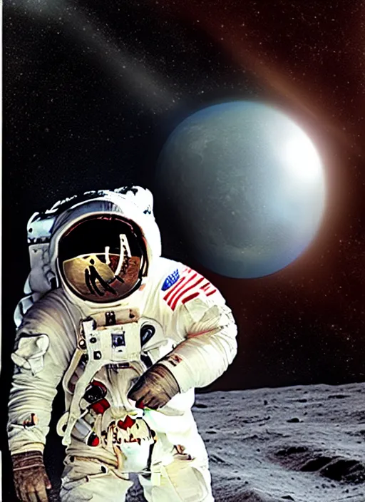 Prompt: portrait of John f Kennedy as an astronaut on the moon