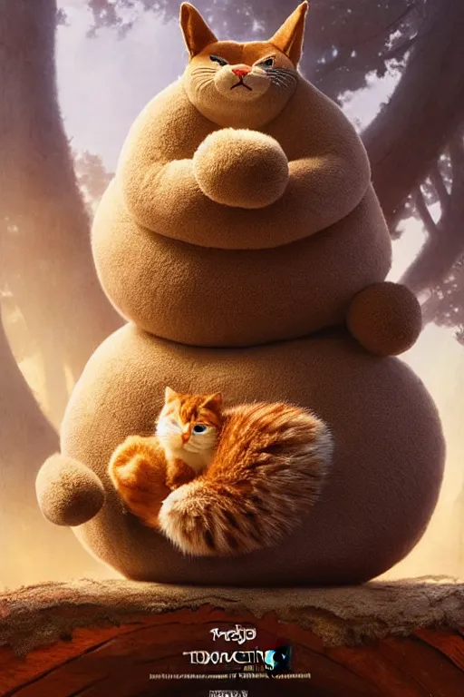 Image similar to round antropomorphic acorn plush toy and his cat friend in a giant bed adventure movie, cerebri movie poster, by nuri iyem, james gurney, james jean, greg rutkowski, anato finnstark. pixar. hyper detailed, 5 0 mm, award winning photography, perfect faces