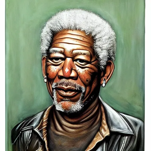 Image similar to morgan freeman as painted by hr giger
