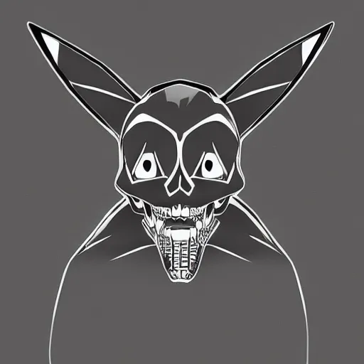 Image similar to a pikachu skeleton, professional digital art