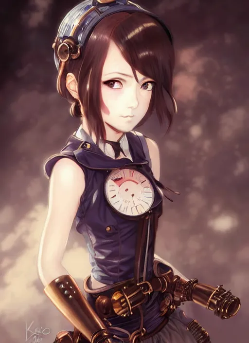 Image similar to portrait Anime Girl steampunk cute-fine-face, pretty face, realistic shaded Perfect face, fine details. Anime. Bioshock steampunk realistic shaded lighting by katsuhiro otomo ghost-in-the-shell, magali villeneuve, artgerm, rutkowski Jeremy Lipkin and Giuseppe Dangelico Pino and Michael Garmash and Rob Rey