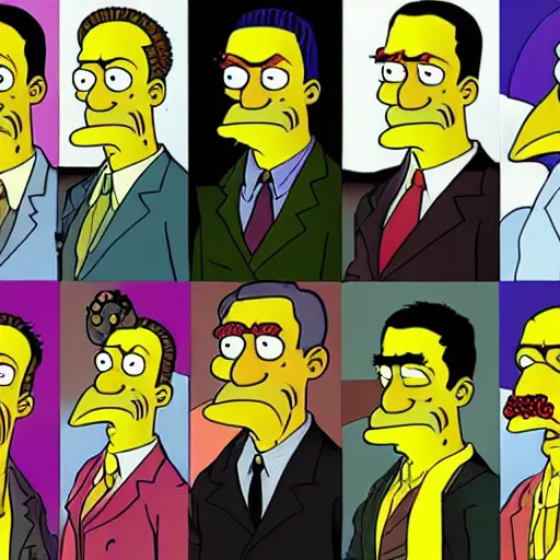 Prompt: howard phillips lovecraft in the form of the simpsons characters