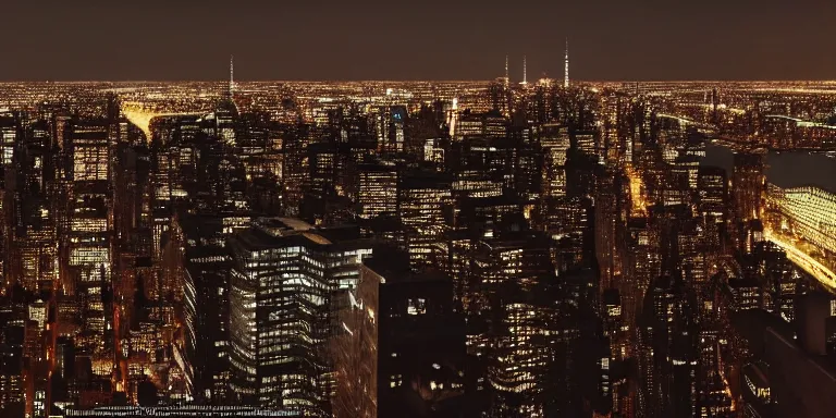 Image similar to Timelapse cinematography of NYC at night in the style of the film KOYAANISQATSI