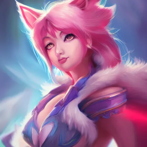 Prompt: Ahri, League of legends, fantasy, portrait, highly detailed, digital painting, trending on artstation, concept art, sharp focus, illustration