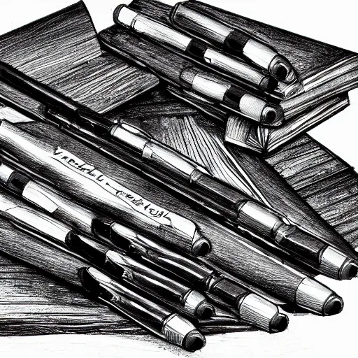 Image similar to a huge pile of pens have fallen, realistic shaded