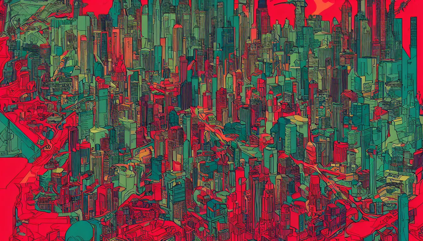 Image similar to Detroit by Kilian Eng, minimalist, detailed