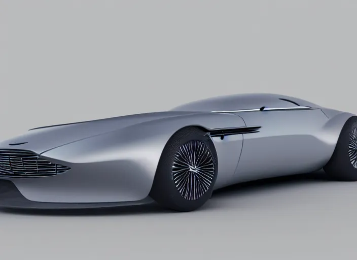 Image similar to futuristic Aston Martin (2053), concept art, Ash Torp, 3D render, Octane Render