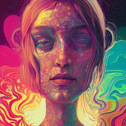 Image similar to An extremely psychedelic experience, colorful, surreal, dramatic lighting, cosmonaut, LSD, face, detailed, intricate, elegant, highly detailed, digital painting, artstation, concept art, smooth, sharp focus, illustration, art by Sam Spratt, Dan Mumford, Artem Demura and Alphonse Mucha