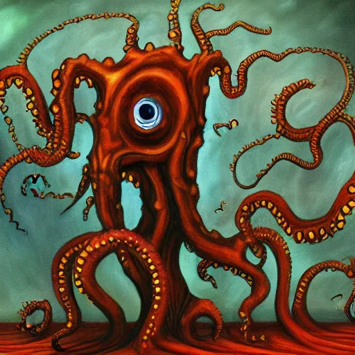 Prompt: painting of a lovecraftian horror