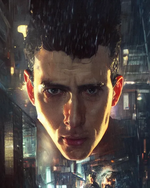 Image similar to egon spengler, hyperrealistic portrait, bladerunner street, art of elysium by jeremy mann and alphonse mucha, fantasy art, photo realistic, dynamic lighting, artstation, poster, volumetric lighting, very detailed face, 4 k, award winning