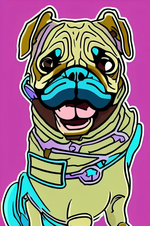 Image similar to portrait of a pug skeletor, sticker, colorful, illustration, highly detailed, simple, smooth and clean vector curves, no jagged lines, vector art, smooth