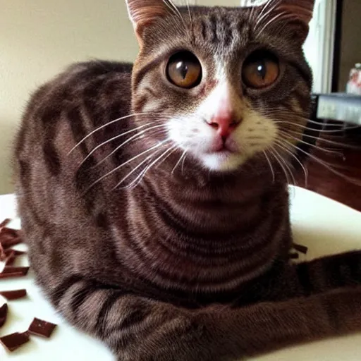 Prompt: a cat made out of nutella chocolate