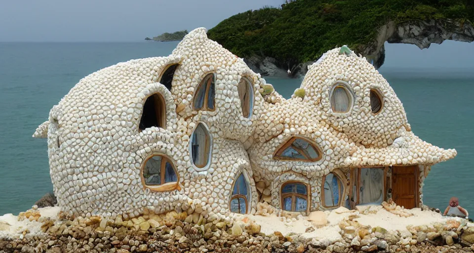 Prompt: seashell house