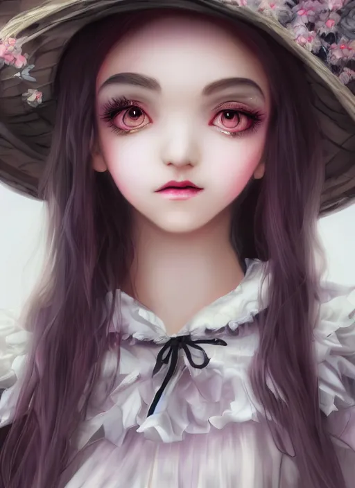 Image similar to beautiful witch girl in lolitafashion dress, mystical, character, closeup headshot, in the style of artgerm, artstation, wlop, alexis franklin, cgsociety, 8 k resolution, detailed