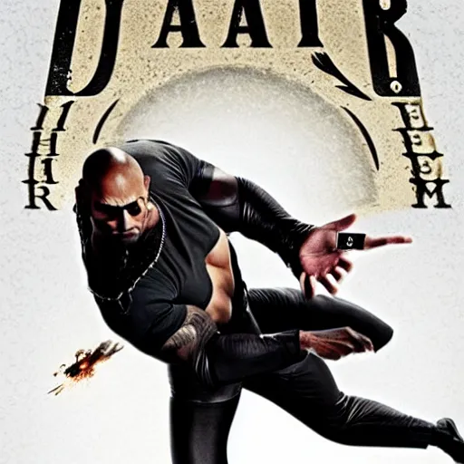 Image similar to dwayne the rock johnson as neo from the matrix