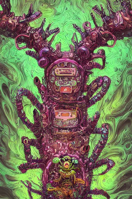 Image similar to creature sushi roots cactus elemental flush of force nature micro world fluo light deepdream a wild amazing steampunk baroque ancient alien creature, intricate detail, colorful digital painting that looks like it is from borderlands and by feng zhu and loish and laurie greasley, victo ngai, andreas rocha, john harris