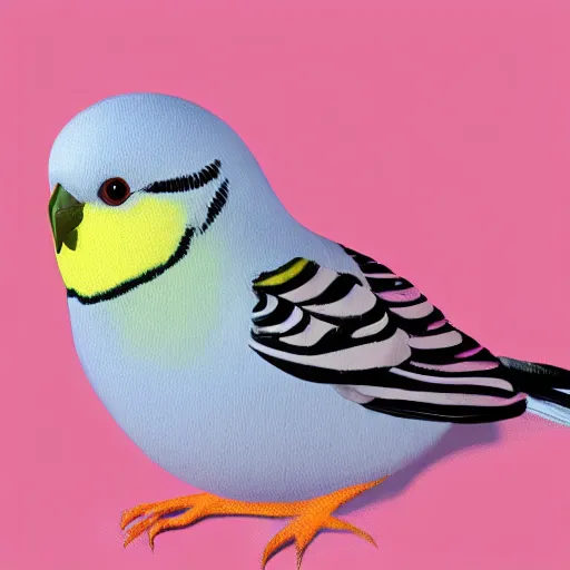 Prompt: an oil painting of a pink budgie with black spots, full hd, ue5, ue4, unreal engine 5, artstation