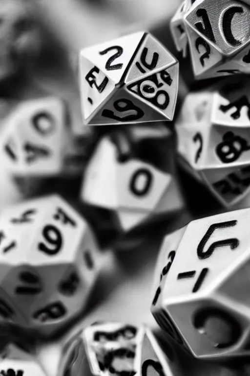 Prompt: closeup photographyof a mutated and futuristic Twenty sided dice, bokeh, sharp focus, intricate, highly detailed, 8k, cinematic, sharp focus