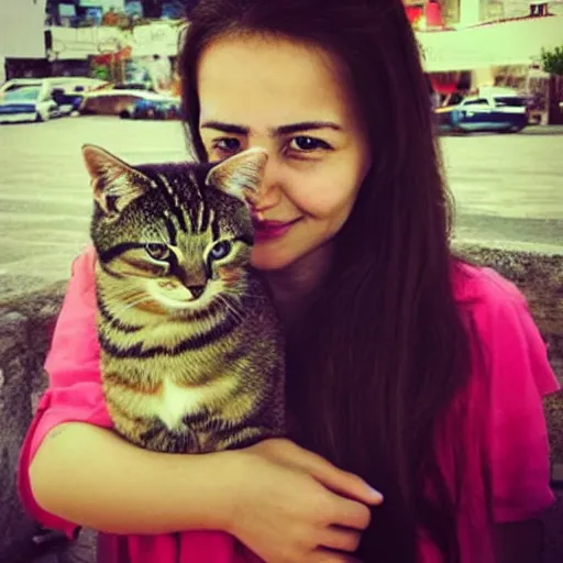 Image similar to “ a turkish girl with her cat ”