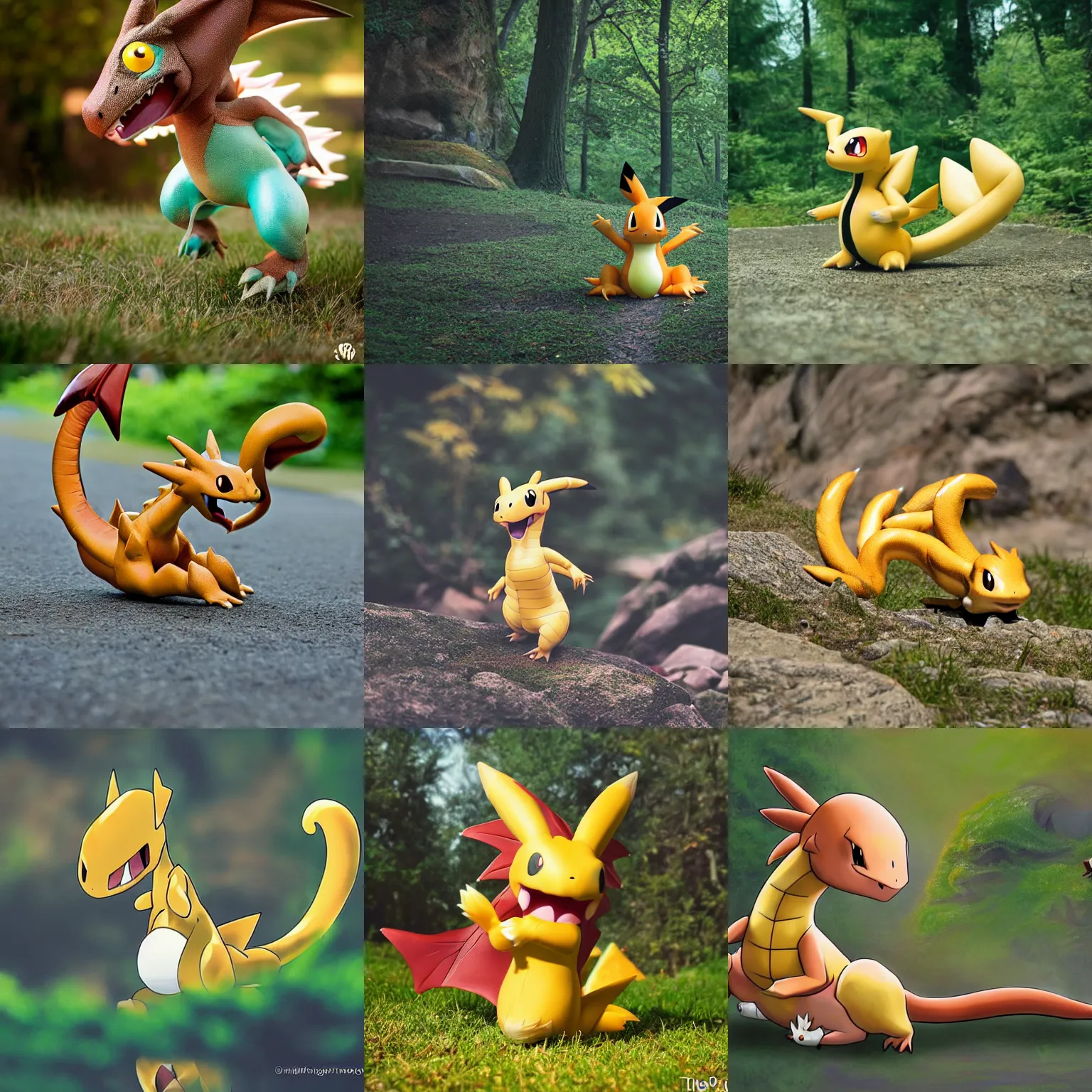 Prompt: The pokemon dragonite as a real life animal, nature photography, outdoors