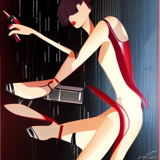 Prompt: gorgeous pris gynoid from blade runner posing flirty louboutins, photorealistic, highly detailed,