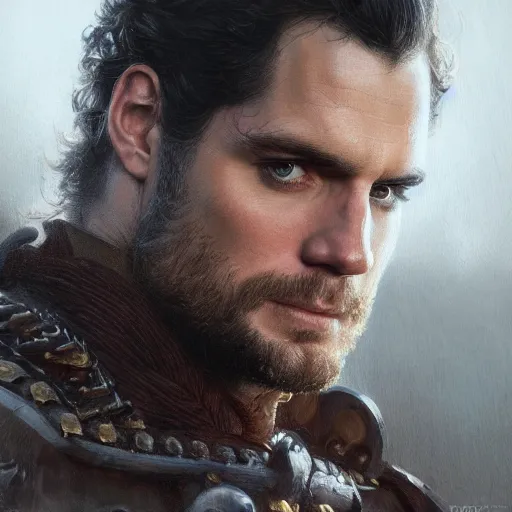 Image similar to henry cavill as a realistic fantasy d & d king, closeup portrait art by donato giancola and greg rutkowski, realistic face, digital art, trending on artstation