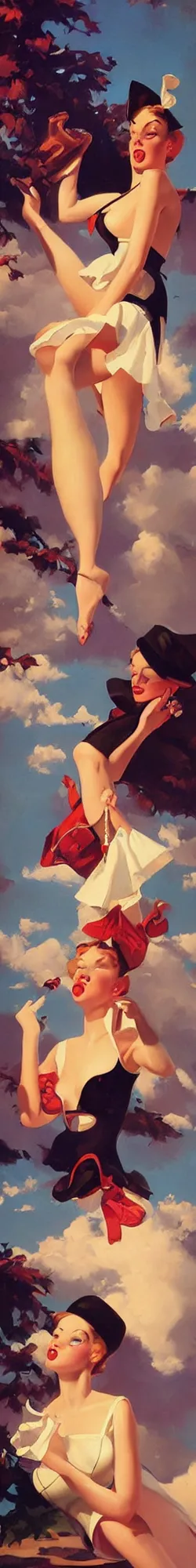 Image similar to a beautiful painting representative of the art style of gil elvgren