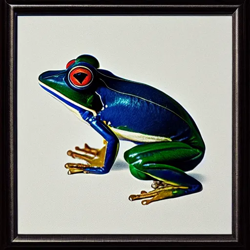 Prompt: portrait of greninja - frog hybrid, head and shoulders shot, by annie leibovitz, portrait of a man, studio lighting