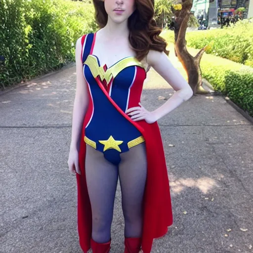 Prompt: anna kendrick cosplaying as wonder woman