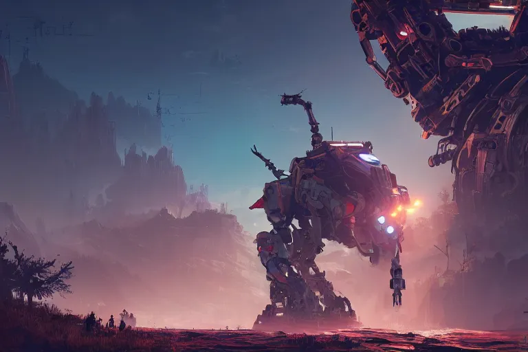 Image similar to stalker machine mecanical creature robot of horizon forbidden west horizon zero dawn radiating a glowing aura global illumination ray tracing hdr fanart arstation by ian pesty and alena aenami artworks in 4 k