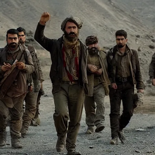 Image similar to kurdish communist in a movie directed by christopher nolan, movie still frame, promotional image, imax 7 0 mm footage