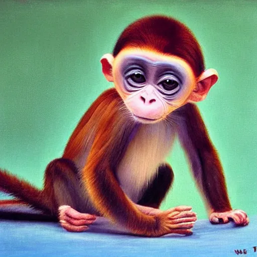 Image similar to The Cute Baby Monkey by Wayne Thiebaud