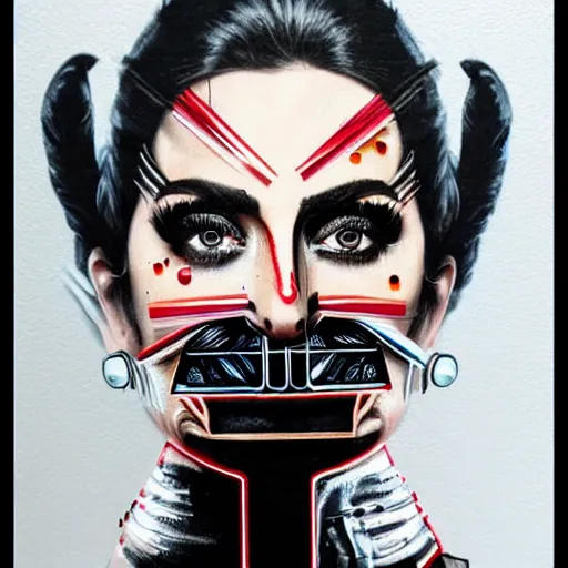 Image similar to portrait of Gaga-Vader hybrid by Sandra Chevrier