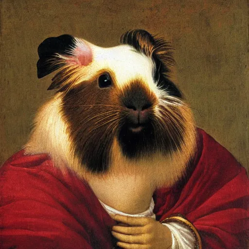 Prompt: renaissance guinea pig painting