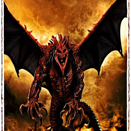 Image similar to a creature from a major horror hollywood movie, dragon in hell