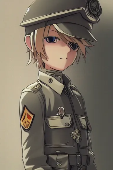 Prompt: beautiful little blonde boy in thigh nazi male uniform. made in abyss art style, inspired by kris from deltarrune, cute detailed artwork, anatomically correct, soft details, ilya kuvshinov, reflection, perfect composition, wallpaper mobile, illumination, digital art, detailed anime soft face, symmetrical face, western comic, illustration, realistic, nazism, lois van