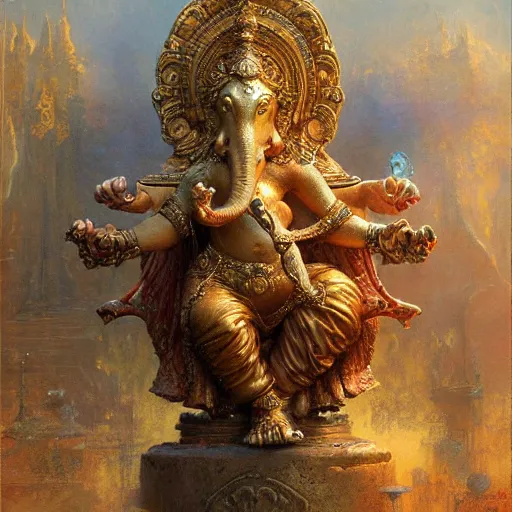 Image similar to artstation, intricate details, hyper details, by gaston bussiere, ganesha,