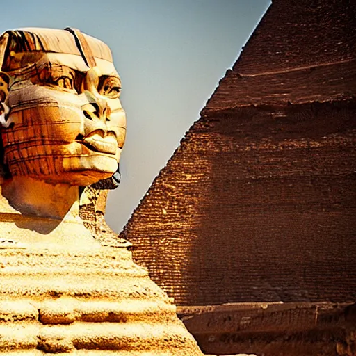 Image similar to the sphinx of giza, cinematic lighting
