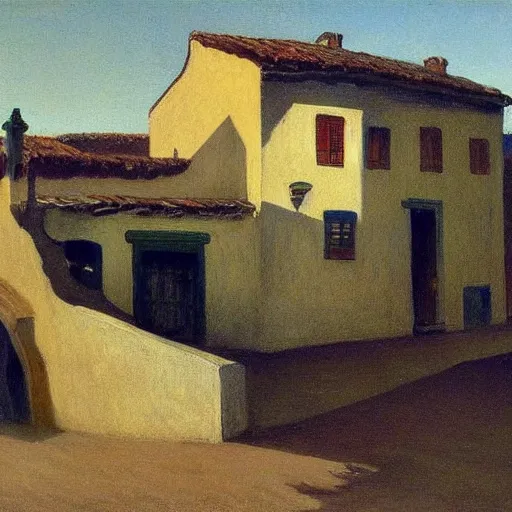 Prompt: A Spanish village. By Carl Gustav Carus, Edward Hopper.
