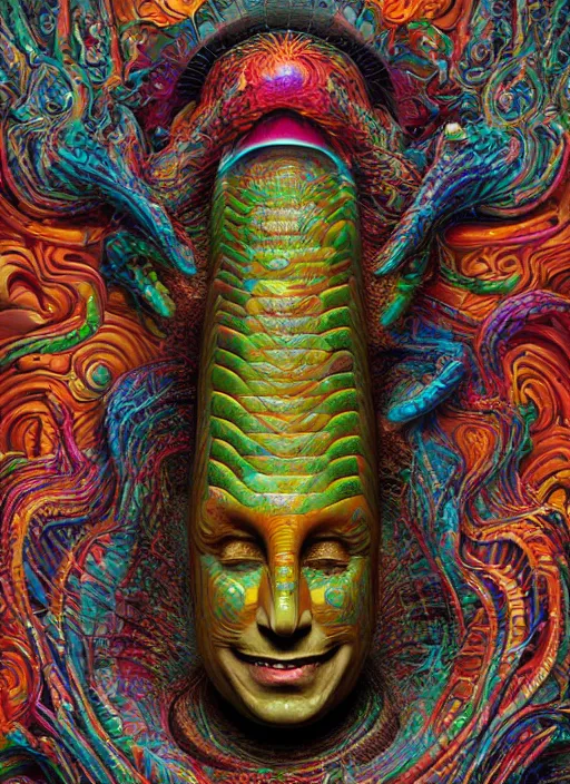 Prompt: a surreal portrait of elon musk as a psychedelic neural tiki reptile stone god figure by naoto hattori, android jones, and chris dyer, deep bold colors, galactic dmt entity, depth of field, intricate beautiful painting, billions of details, octane render, portal, 8 k, detailed vector, trending on artstation, cgisociety wow!!!!!