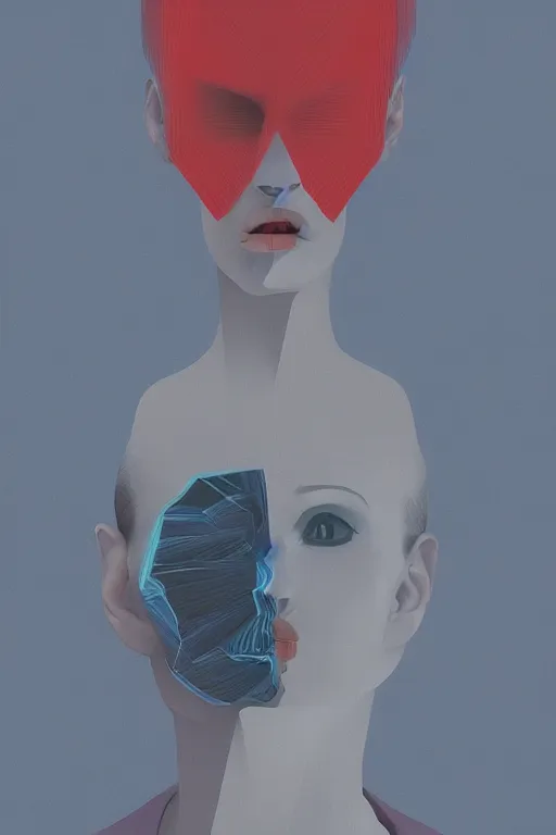 Image similar to woman wearing Oculus and digital glitch head Edward Hopper and James Gilleard, Zdzislaw Beksisnski, higly detailed