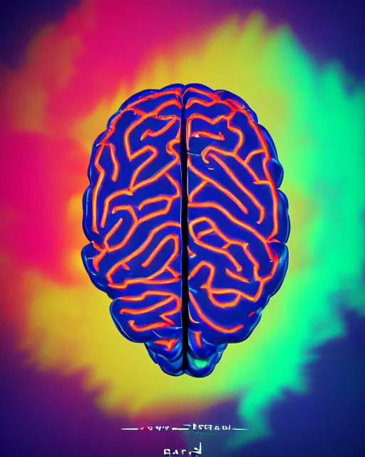 Prompt: awesome logo of a brain with dank techno. synthwave colours, in the style of spirited away, hyperrealism, lush detail, award winning, trending on behance